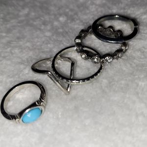 5 piece stackable silver rings (2nd set)